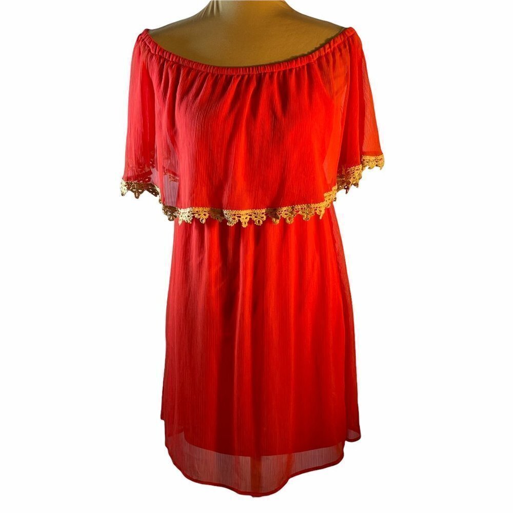 Charming Charlie Coral Tunic Dress Off The Shoulder Size M Medium